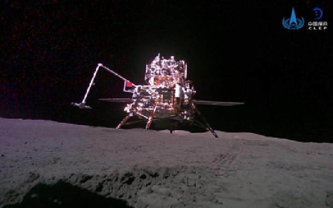 An image of the Chang’e 6 lunar lander and ascender working on the surface of the lunar far-side in early June 2024. Image credit and copyright: China National Space Administration