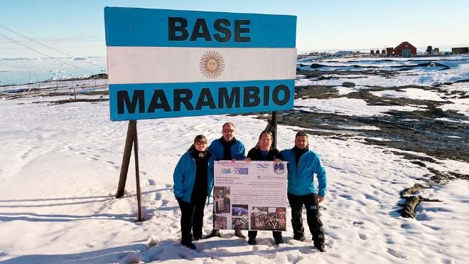 Arrival at Marambio Base to begin installing the laboratory and calibrating the particle detector.