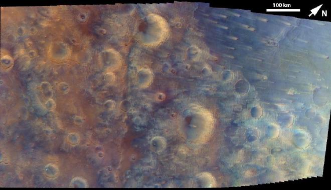 Captured by the multispectral imager instrument on NASA’s Psyche mission, this is an enhanced-color mosaic created from four individual images acquired on May 15, 2026, during the spacecraft’s flyby of Mars. Credit: NASA/JPL-Caltech/ASU