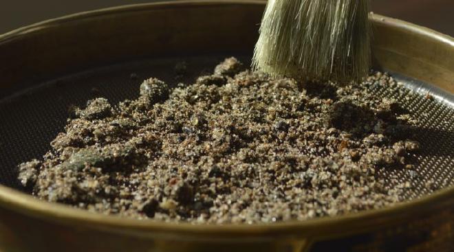 Muestra de sedimentos para su análisis en el CIG. Foto: CONICET Fotografía/R. Baridón.