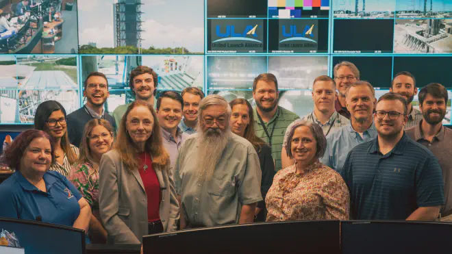 Marshall’s CCP team members take time for a group photo from the HOSC following the Starliner launch. From left, Miranda Holton, Sangita Adhikari, Nathaniel Stepp, Lindsey Blair, Deborah Crane, Allen Henning, Spencer Mitchell, Alex Aueron, Preston Beatty, Megan Hines, Peter Jones, Melissa Neel, Brendan Graham, David Gwaltney, Peter Wreschinsky, Aaron Flinchum, Jonathan Carman, and Jimmy Moore. Credit: NASA/Nathaniel Stepp