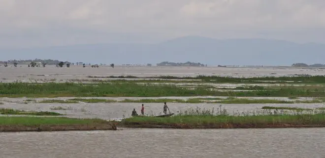 The lowlands of Bangladesh are in many places an elaborate mixture of land and water that sometimes change places. (Photo by Steve Goodbred)